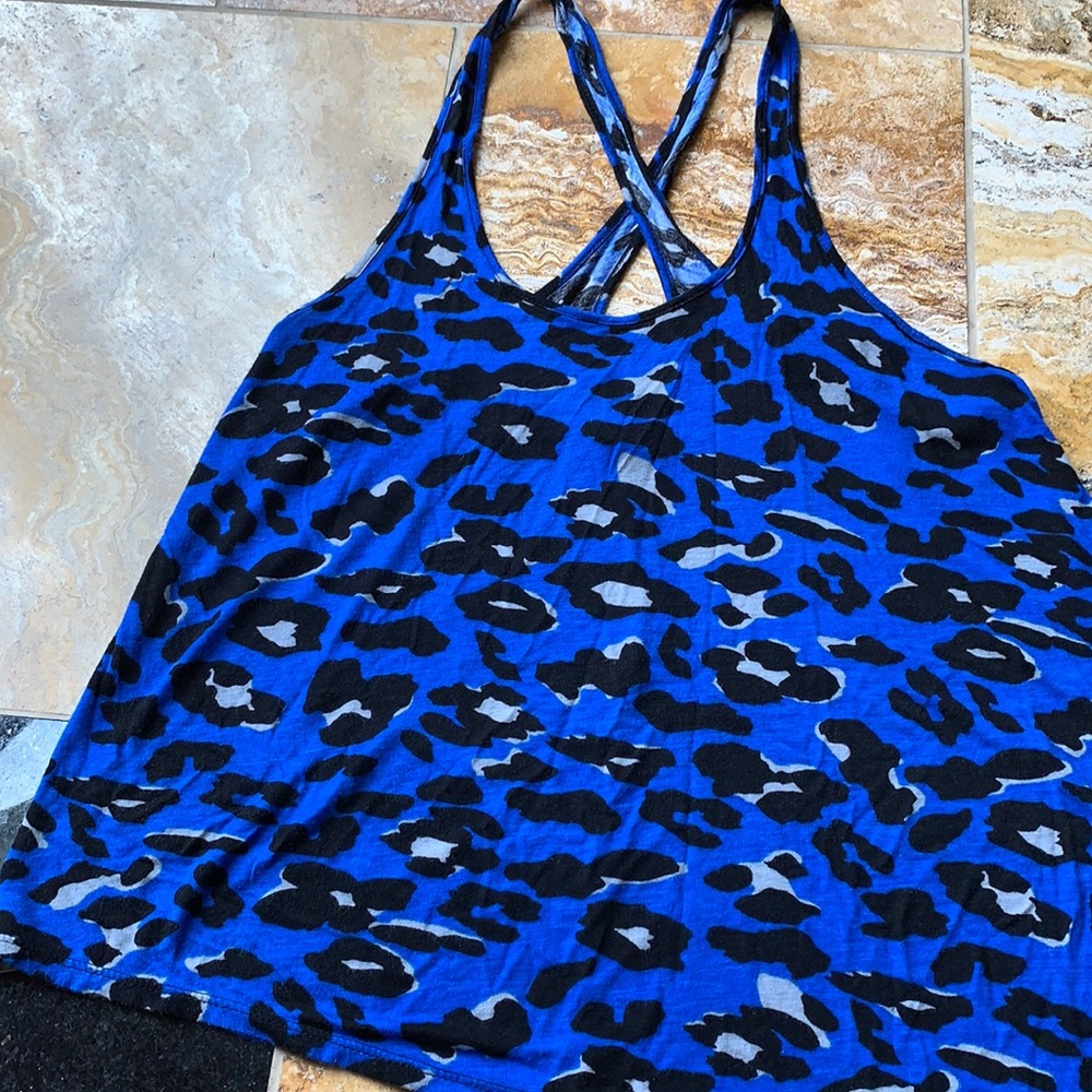 Forever 21 royal blue leopard cross back tank VGUC